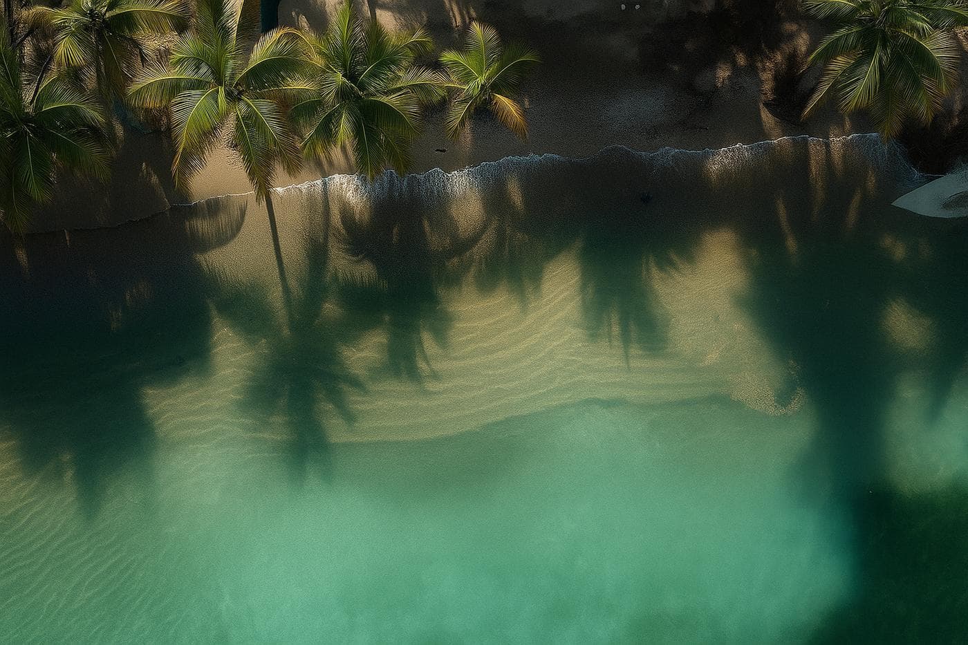 Tropical beach with palm trees and ocean